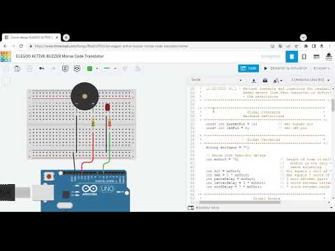 ELEGOO ACTIVE BUZZER Morse Code Translator TinkerCad + Arduino