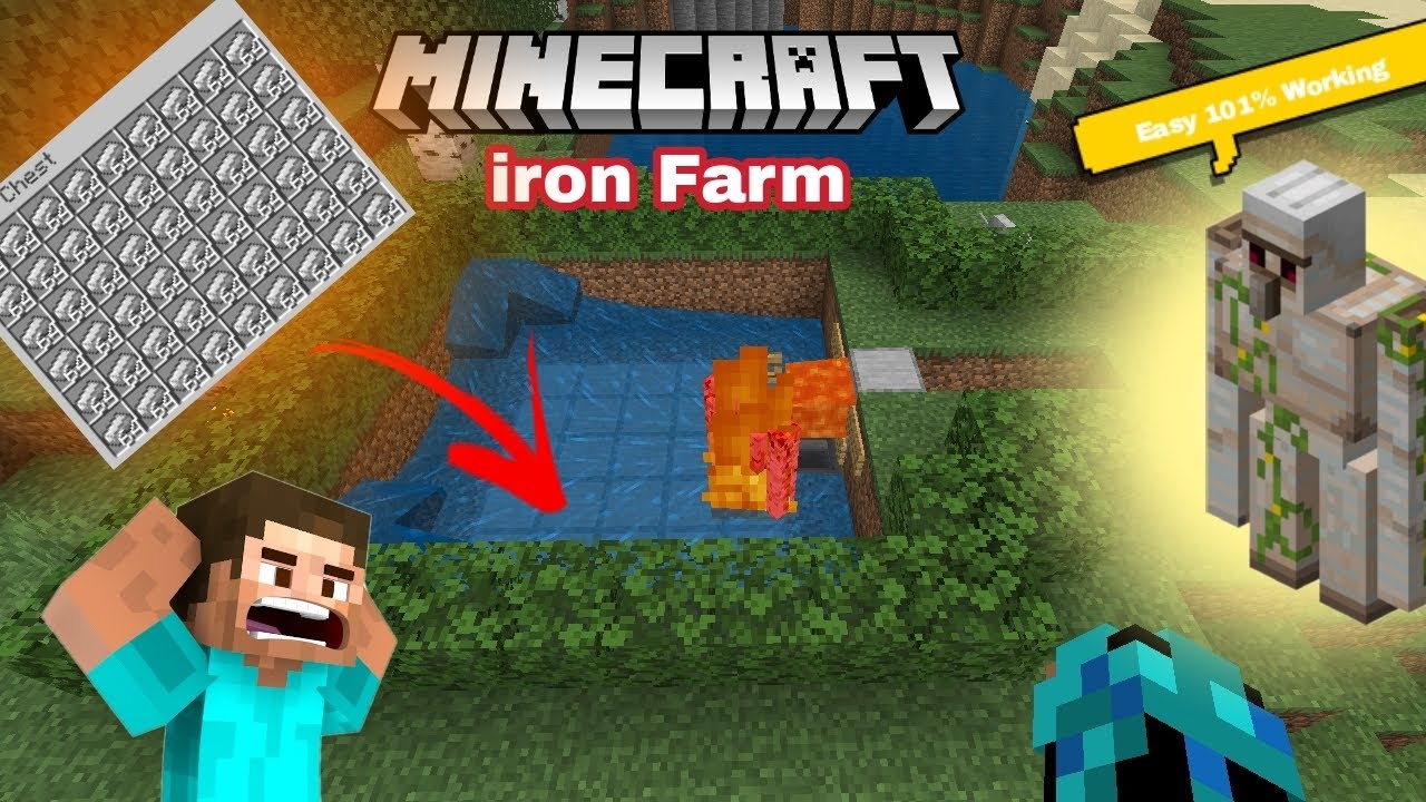 How To Make Iron Farm Easy and 101 Working Rehan Minecraft Playz