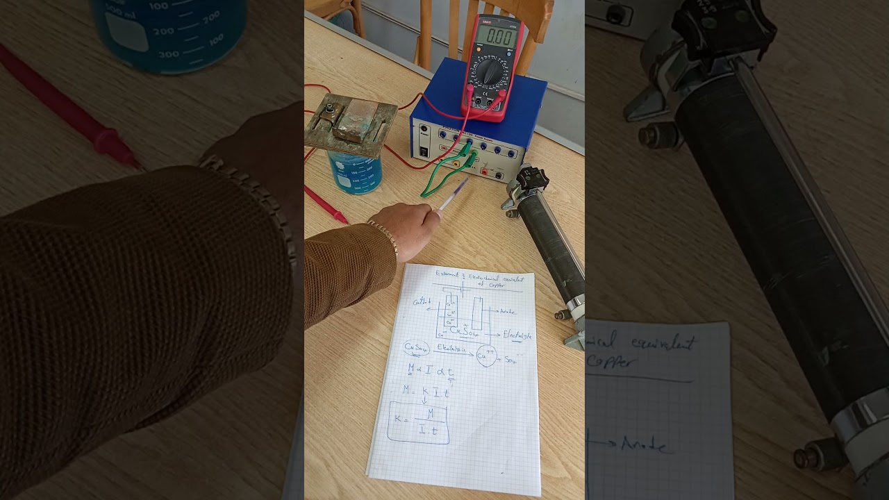 تعيين المكافئ الكيميائي الكهربي للنحاس بطريقه عمليه
