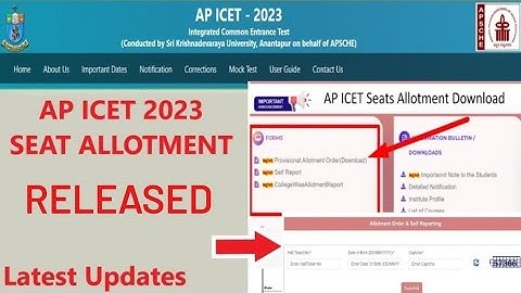 AP ICET 2023 Seat Allotment Released | AP ICET 2023 self reporting | AP ICET Seat Allotment updates