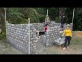 Lieu together with the workers, building a solid wall for Mr. Cha house (15m2).