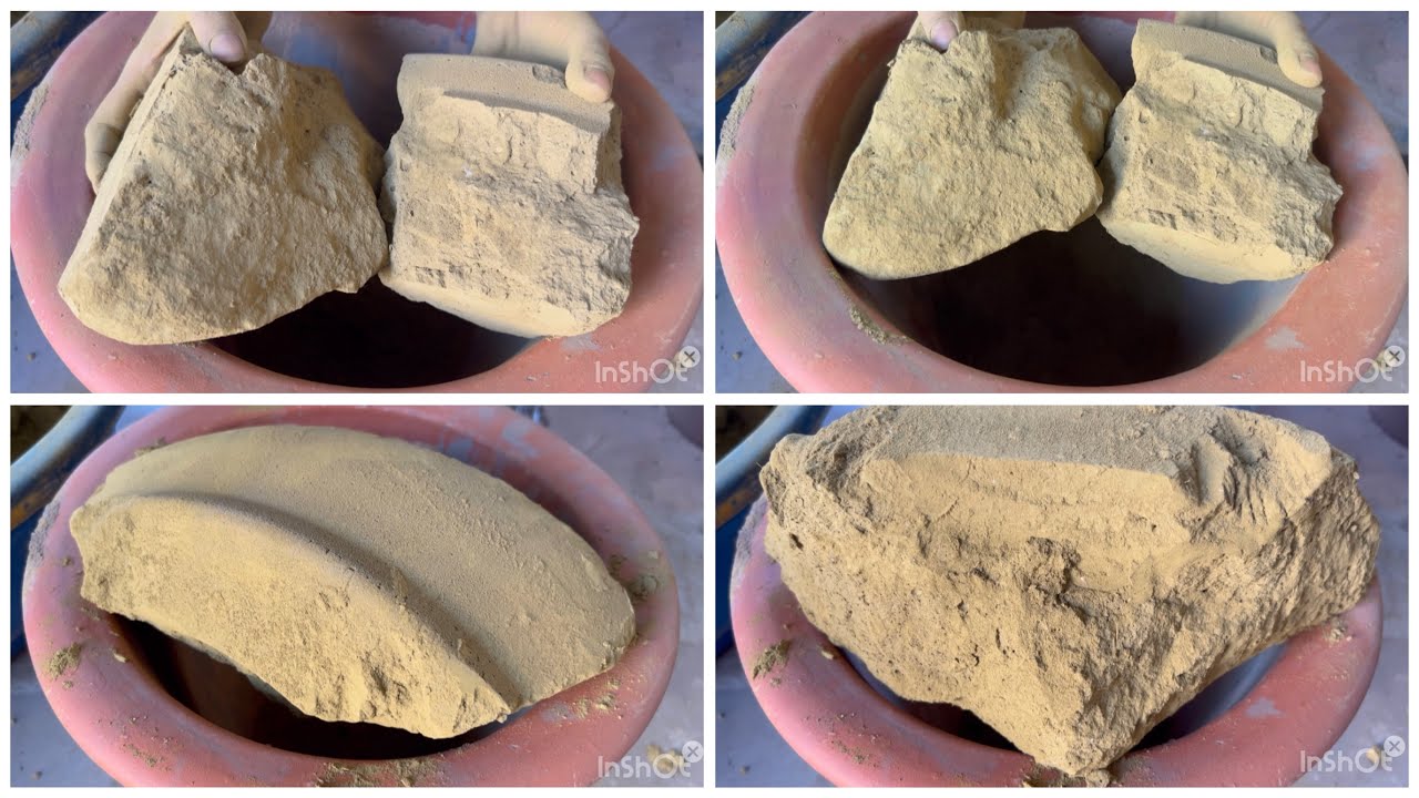 Fresh multani mitti dry crumbling on the clay pott