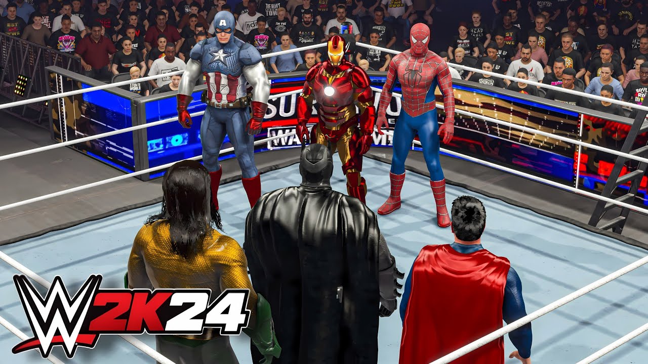 Матч на выбывание командных бойцов «Мстители» против супергероев DC — WWE 2K24