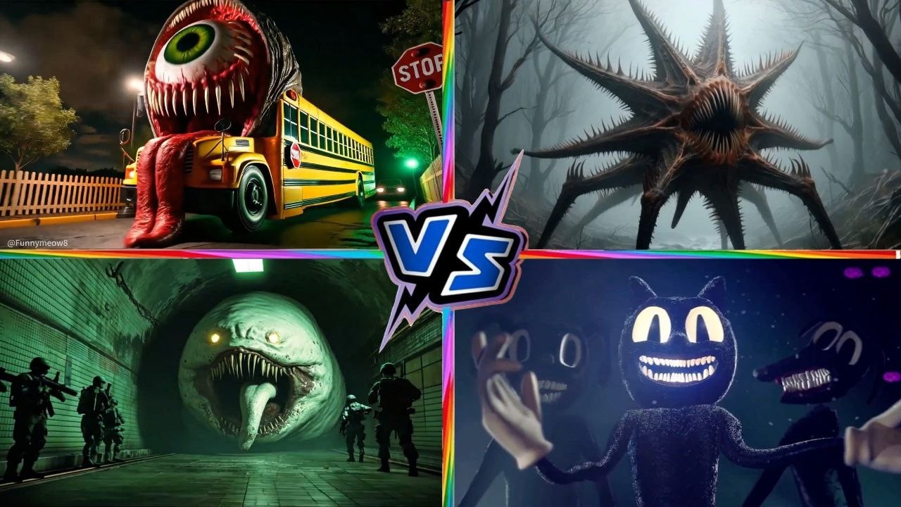 BUS MONSTER 🚌💀 🆚 HUNGRY STAR ⭐💀 🆚 THOMAS TRAIN EATER 🚂💀 🆚 CARTOON CAT 🐱💀|Coffin Dance Monster Battle