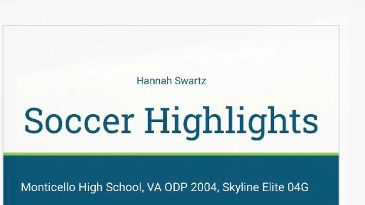 Hannah Swartz- Soccer Highlights