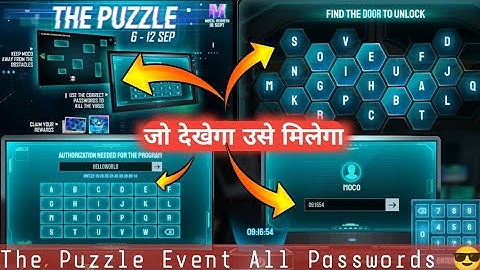 Free Fire New Event | The Puzzle Event Correct Password | How To Complete Puzzle Event