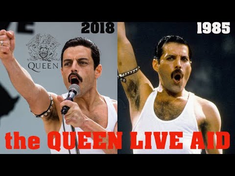 Bohemian Rhapsody Movie 2018 Side By Side W The Queen Live Aid 1985