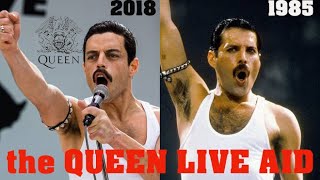 BOHEMIAN RHAPSODY MOVIE 2018 [LIVE AID] Side by Side w\/ the QUEEN LIVE AID 1985 👑