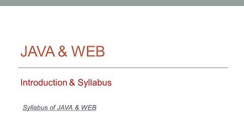 JAVA & WEB | Syllabus