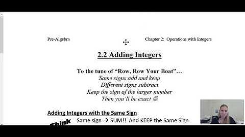 Pre Algebra 2.2 Video Lesson Adding Integers