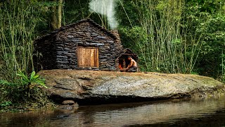Build Stone Cabins, Bushcraft Shelters to SURVIVE 10 DAYS. Take Honey and Cook. ASMR Camping