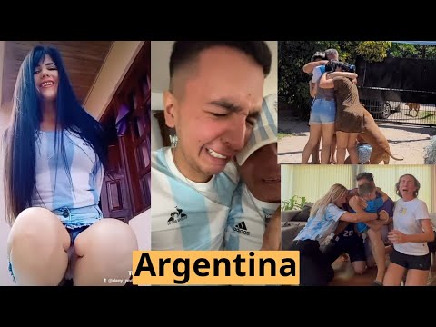 The reaction of the Argentine fans crying, joy and football madness