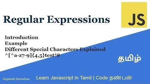 17) Regular Expressions | Part 1 | Learn Javscript in Tamil | Code Nanban
