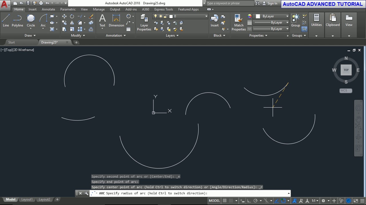 #AutoCAD Tutorial for beginners 01E COMPLETE ARC COMMAND TUTORIAL IN ...