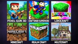 Pixel Gun 3D, Craftsman Superhero, Lokicraft, Minecraft, RealmCraft, MultiCraft Rainbow