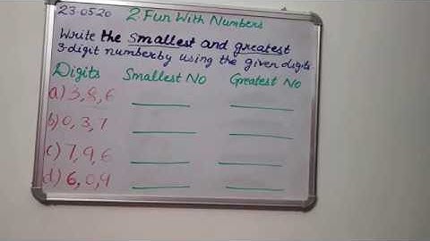 Class 3 maths(ncert)  chapter 2 topic "Formation of greatest and smallest numbers from given digits"
