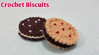 How to Crochet Cream Filled Biscuits Easy Pattern ( Hindi ) बुनये ओरेयो बिस्कुट क्रोशिया से
