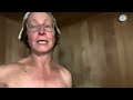 Northwest Cary, NC, YMCA sauna - Miss MoonShine gives thumbs up