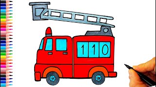İtfaiye Arabası Çizimi Kolay 🚒 İtfaiye Arabası Nasıl Çizilir? - Kolay Çizimler - Fire Truck Drawing
