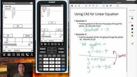 Using Casio Classpad CAS (Statistics Menu) to find gradient of line or equation of line