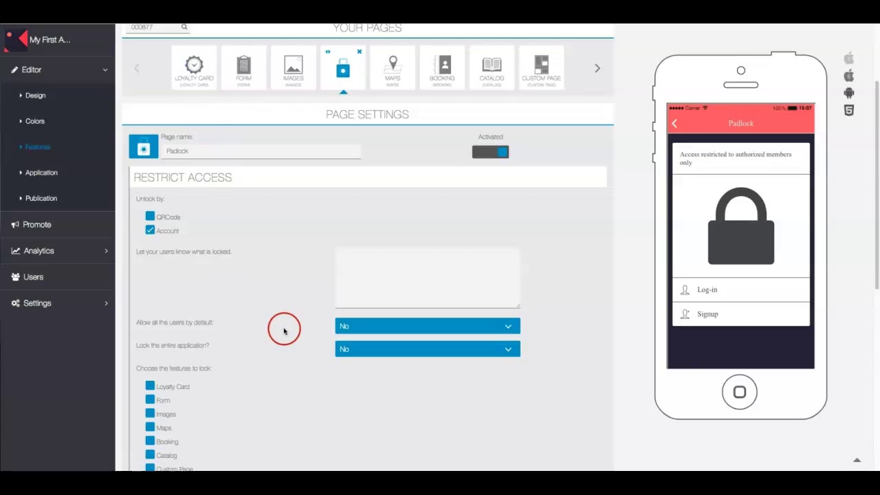 Eaglecoast App Builder - Padlock Feature - YouTube