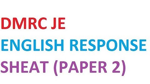 DMRC/NMRC RESPONSE SHEAT PAPER 2{ENGLISH SECTION}
