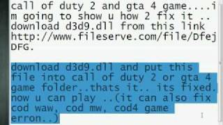 HOW TO FIX CALL OF DUTY 2 DIRECTX  ERROR 100% WORKING..flv