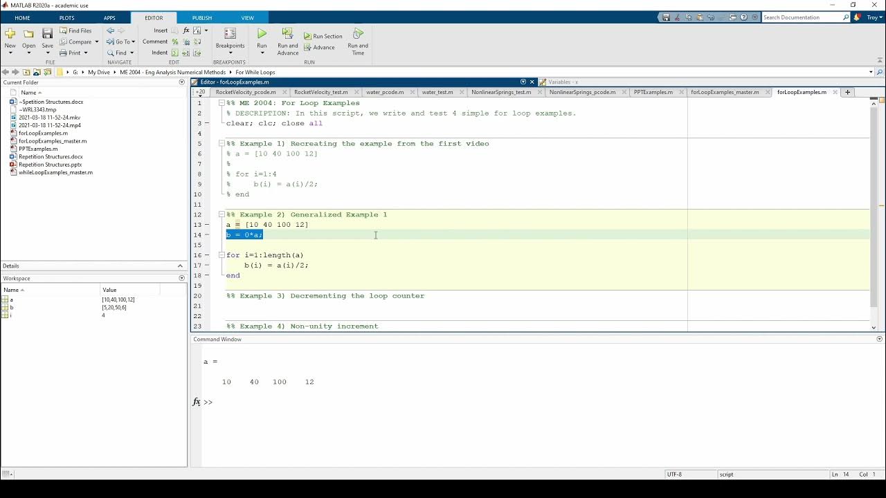 MATLAB Repetition Structures: For Loop Examples (2/3) - YouTube