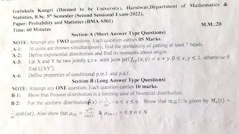 #B.Sc 5th semester 2nd sessional exam 2022 probability and statistics solved sessional exam paper