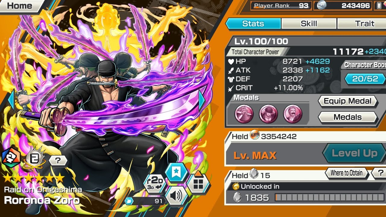 LEVEL100 RAID ON ONIGASHIMA ZORO GAMEPLAY 