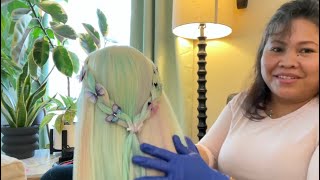 ASMR HAIR DYE With HAIR CHALK ~ UNICORN HAIR STYLE ~ Hair Fixing Finishing touches - w/ whispering