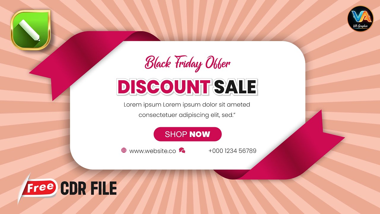 CorelDRAW Sale Banner Design | Black Friday Discount Poster | Free CDR File Download
