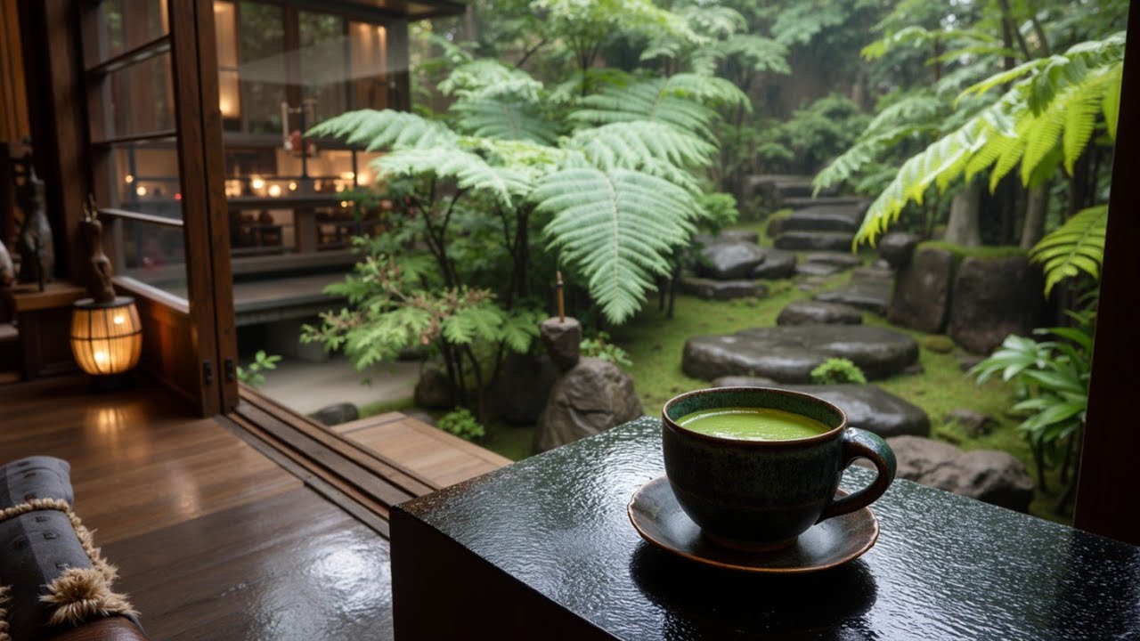 Атмосфера японского чайного домика | Дождь, дзен-сад и расслабляющая азиатская музыка