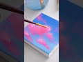 Cotton candy clouds  easy string lights acrylic painting  mini canvas painting idea