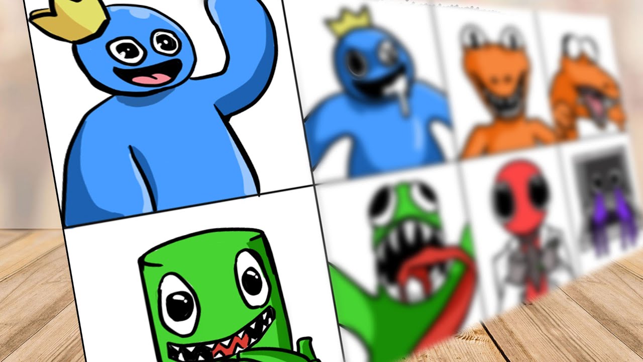Drawing ROBLOX-Rainbow Friends – Blue, Orange, Green, Red, and Purple