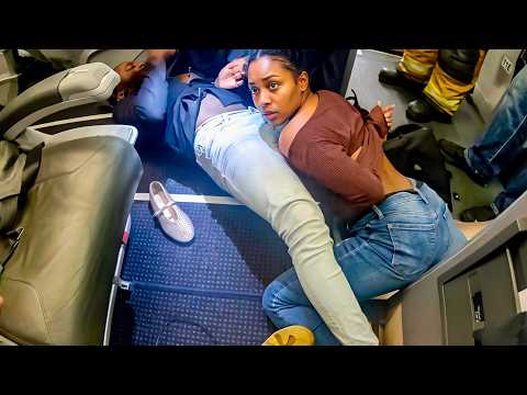 Obnoxious Psycho Violent-Ass Couple Goes Ballistic & Beats Up Passengers in First-Class Airplane