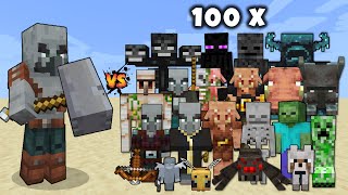 Hammer Smith vs All Mobs in Minecraft x100