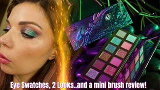 Dragon Eye Palette 🐉 Whats Up Beauty | Eye Swatches, 2 Looks and trying their brushes!