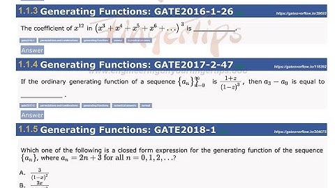 GATE -2016 | Generating Function | Gateoverflow | PYQ