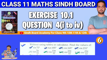 First year Mathematics Sindh Board Chapter 10 Exercise 10.1 Question 4(i,ii,iii,iv)  #sindhboard