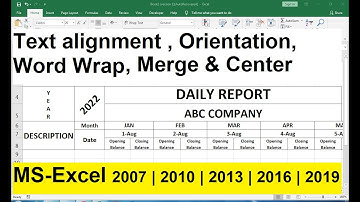 MS-Excel  - Orientation, Wrap Text, Merge & Center |Text Alignment , Orientation, Word Wrap in Excel