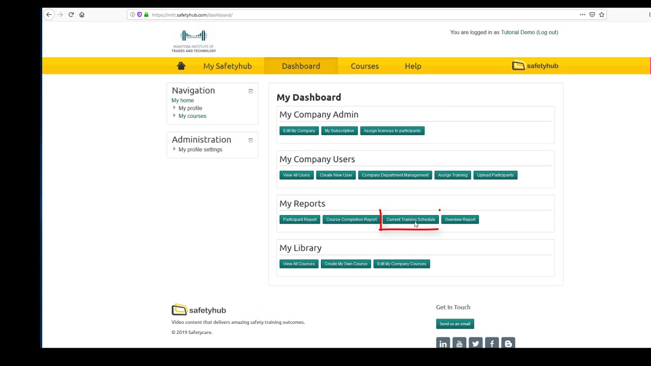 Tracking Training of users in SafetyCare YouTube