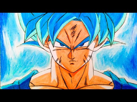 Desenhando o Goku ssj Blue ( semi realista ) Drawing Goku ssj blue - Dragon  ball super broly 