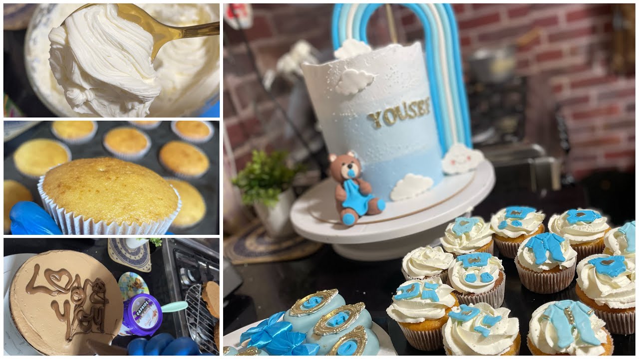 قاناش مونتي شاركتكم روتيني لتحضير  إحدى الطلبيات من الألف إلو الياء  كيك عقيقة ولد