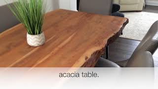 Acacia Live Edge Dining Table with Black X Shaped Legs/Natural Color Review