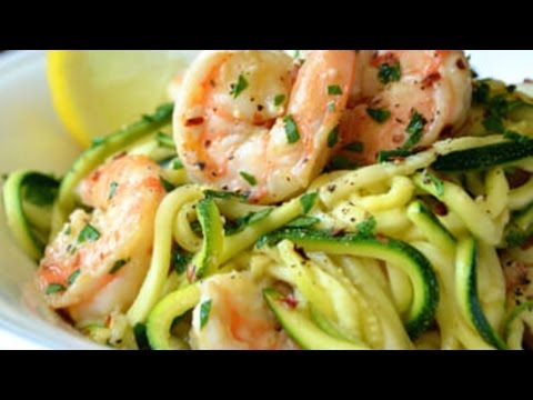 Paleo Diet Recipes - Low Carb Shrimp Scampi with Zucchini Pasta Recipe
