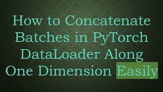How to Concatenate Batches in PyTorch DataLoader Along One Dimension Easily