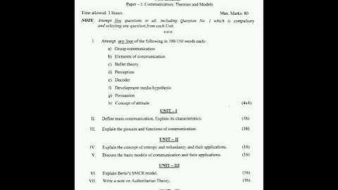 P.G DIPLOMA IN Journalism & MASS COMMUNICATION 1ST SEM PREVIOUS PAPER-I:COMMUNICATION:Theory 2022