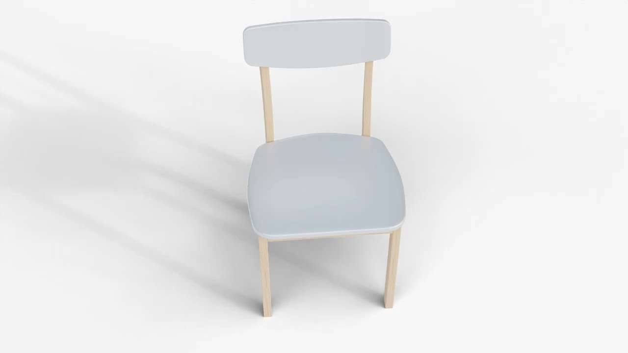 Contemporary Wooden Chair with White Seat and Backres Low-poly 3D model