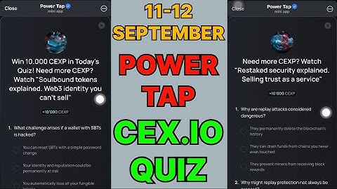 Cex.IO Quiz Answers Today 11 & 12 September | Cex.io Daily Quiz | Cex io daily combo | 